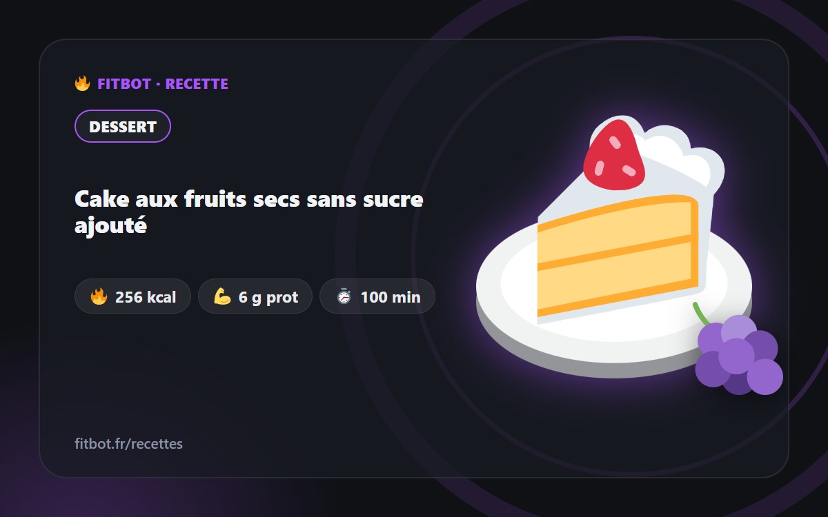 Cake aux fruits secs sans sucre ajouté