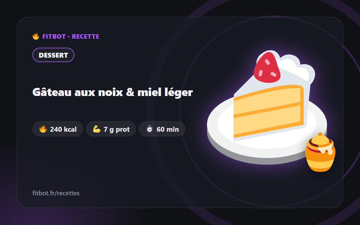 Gâteau aux noix & miel léger