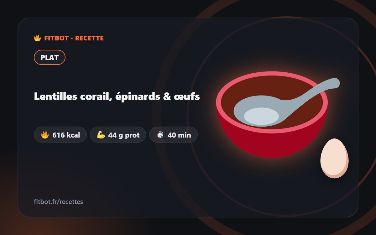 Lentilles corail, épinards & œufs