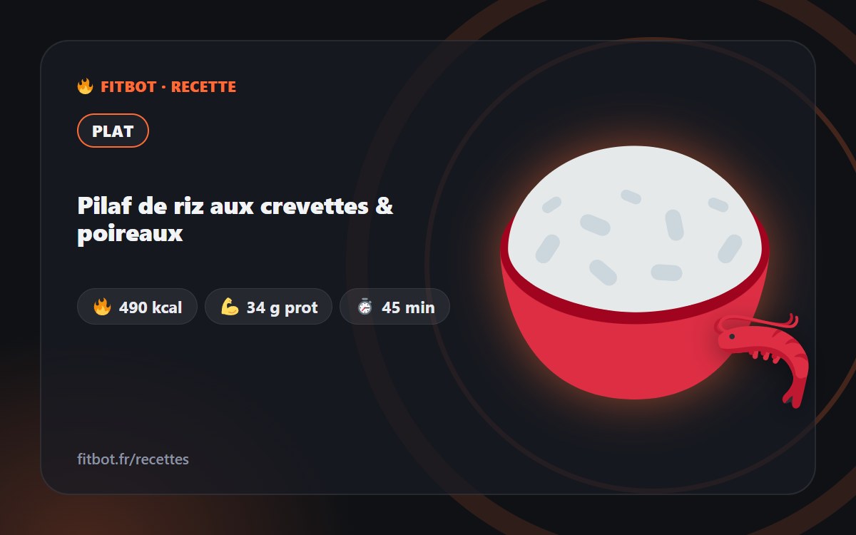 Pilaf de riz aux crevettes & poireaux