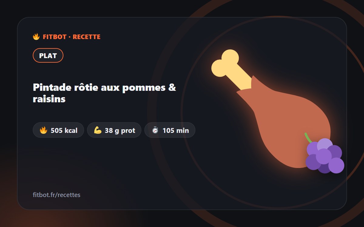 Pintade rôtie aux pommes & raisins