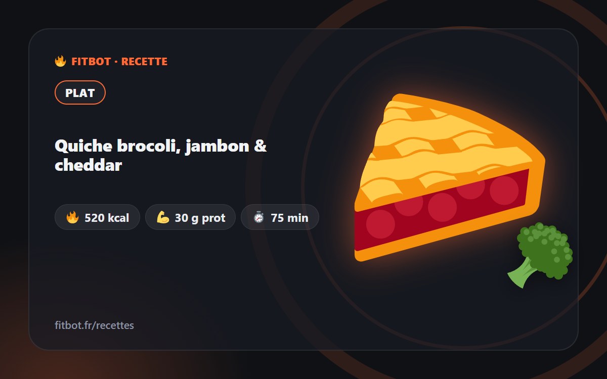 Quiche de brócoli, jamón y cheddar
