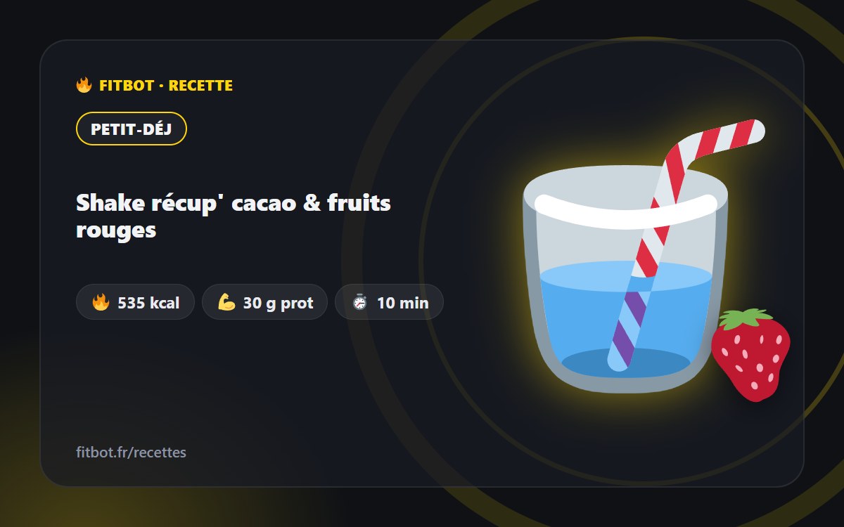 Batido de recuperación de cacao y frutos rojos