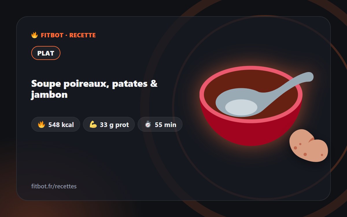 Soupe poireaux, patates & jambon