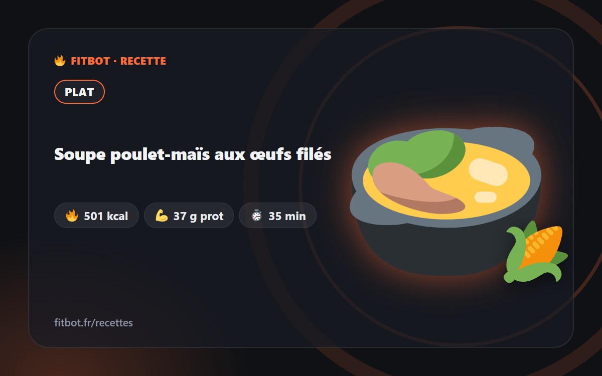 Sopa de pollo y maíz con hilos de huevo