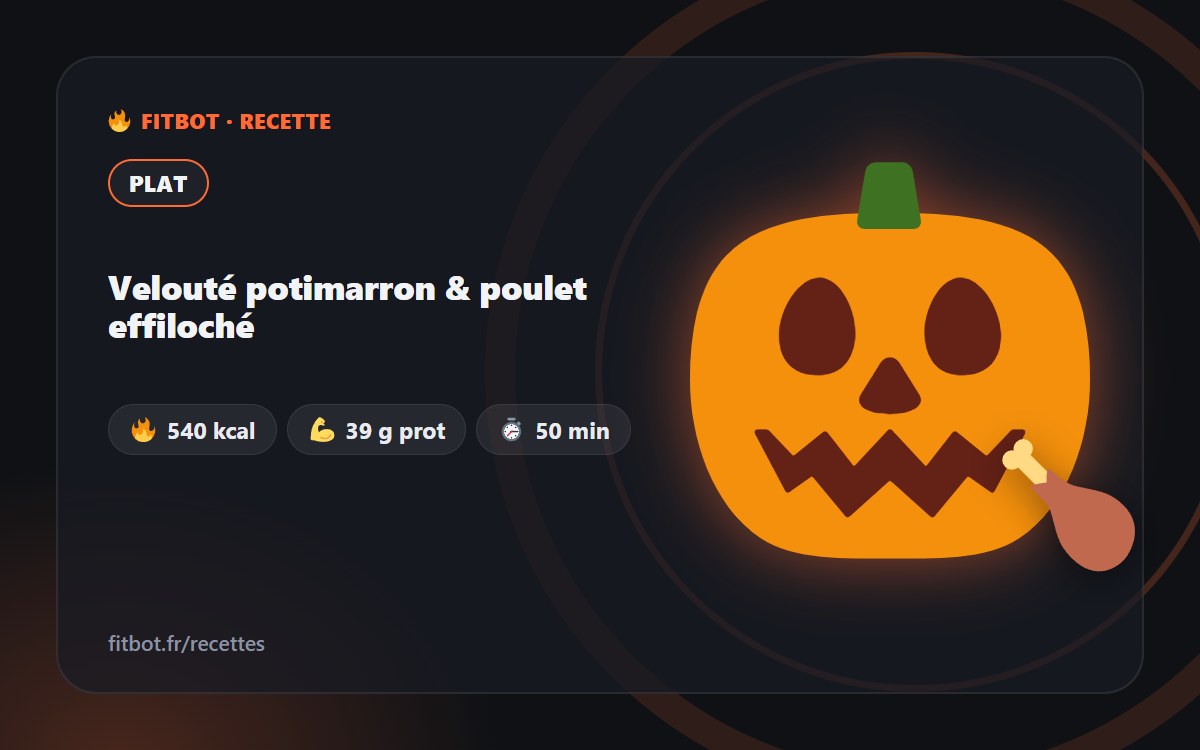 Crema de calabaza potimarrón y pollo desmenuzado